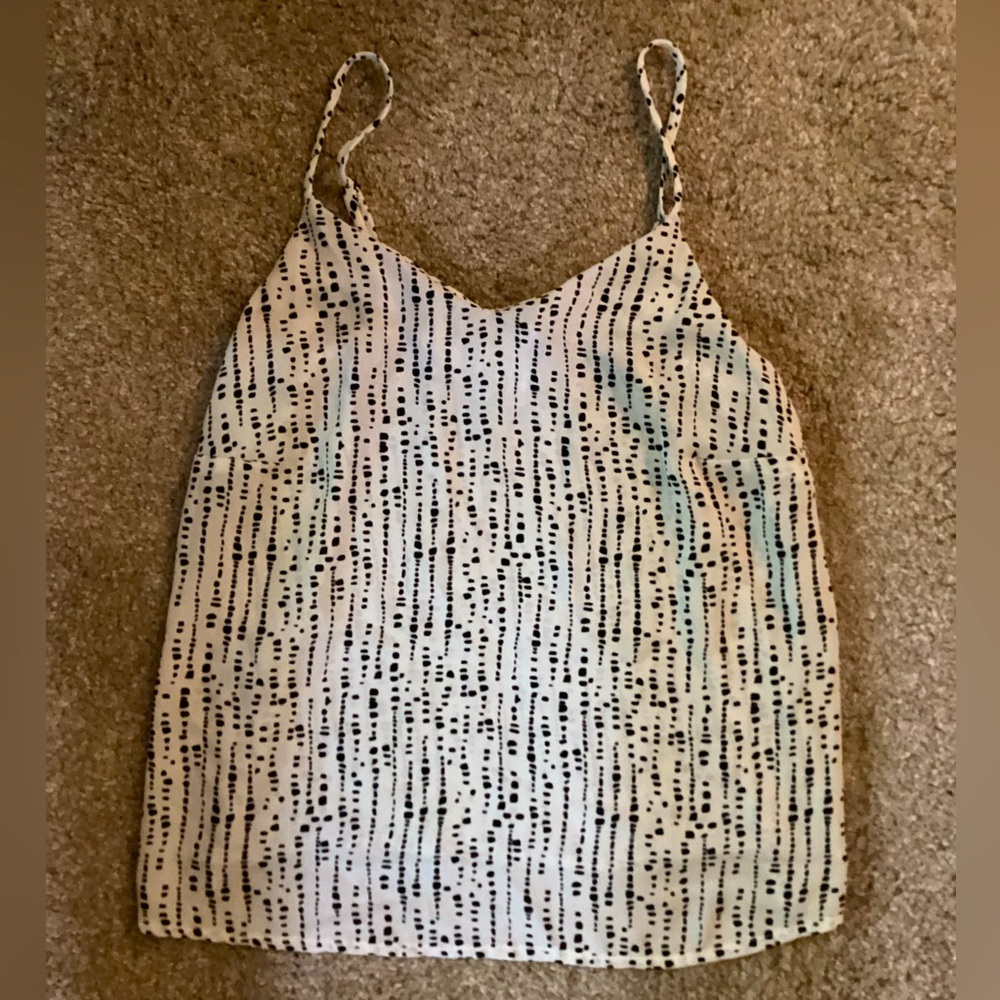 Vintage Jolie Vie Sheer Black & White Abstract Polka-Dotted Tank Top Size XS